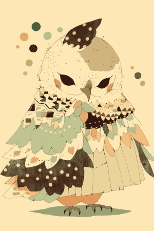 AI generated: Scribble of chibi owl with whimsical design, earthy color, Tim Lahan, dreamy-shading, intricate Memp...