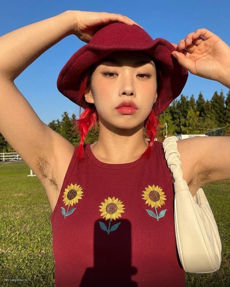 AI generated: hairy armpit, wearing tanktop