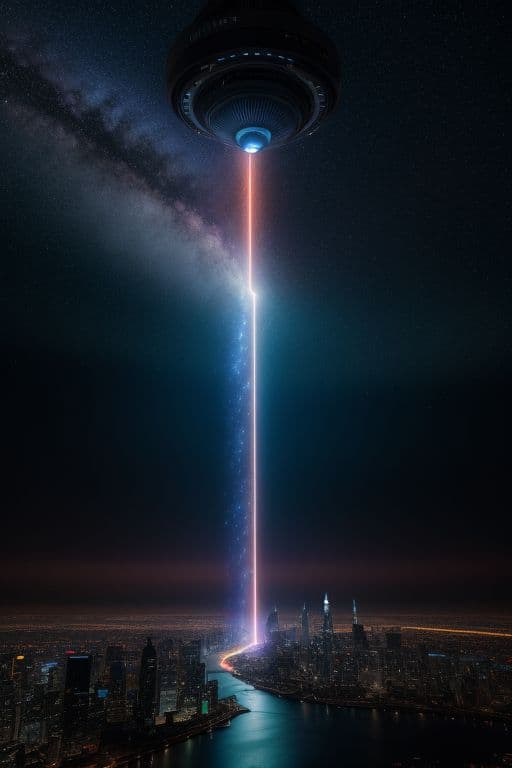 AI generated: surreal atmosphere, city, future, sci-fi, epic fantasy photo, city illuminated by a red and blue lig...