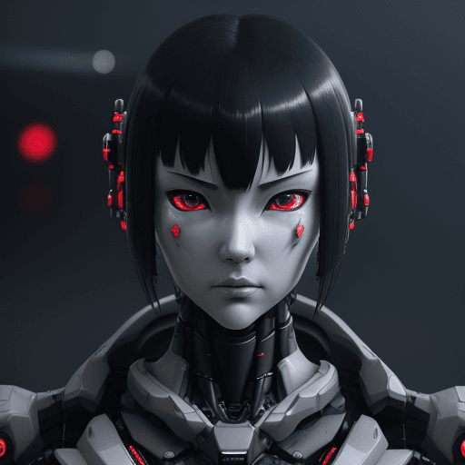AI generated: 3d rendering, close-up, hyper detail front shot, focus to face, strange face with complex system equ...