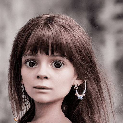 AI generated: Photo of a ultra realistic young girl wearing a par of earrings made of water