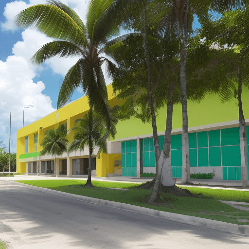 AI generated: campus universitario (area de estacionamiento), con una valla publicitaria grande, colores de la uni...