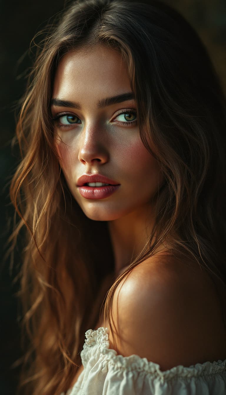 AI generated: a woman with long hair, in the style of yigal ozeri,