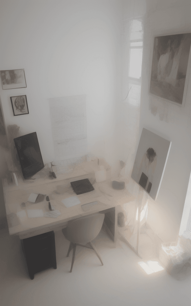 AI generated: a minimalist studio, ipad standing in the center of the screen frame. any gadget below with aestheti...