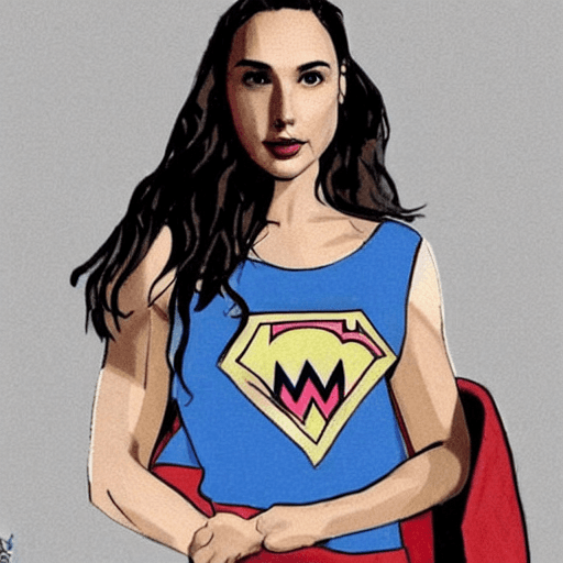 AI generated: gal gadot, T-Shirt, lofi colors, lofi vibes