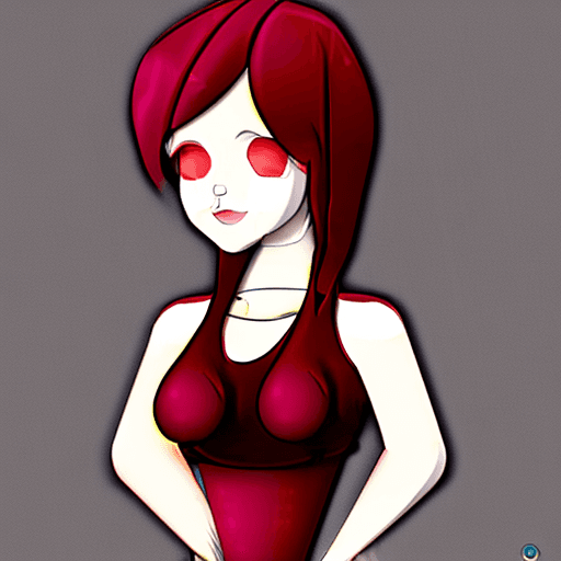 AI generated: High quality background, bedroom, no windows, red glow, big bed, black bed sheets, 1 girl, red hair,...