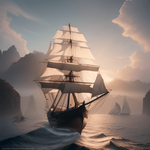 AI generated: Photo of a ultra realistic sailing ship, dramatic light, pale sunrise, cinematic lighting, battered,...