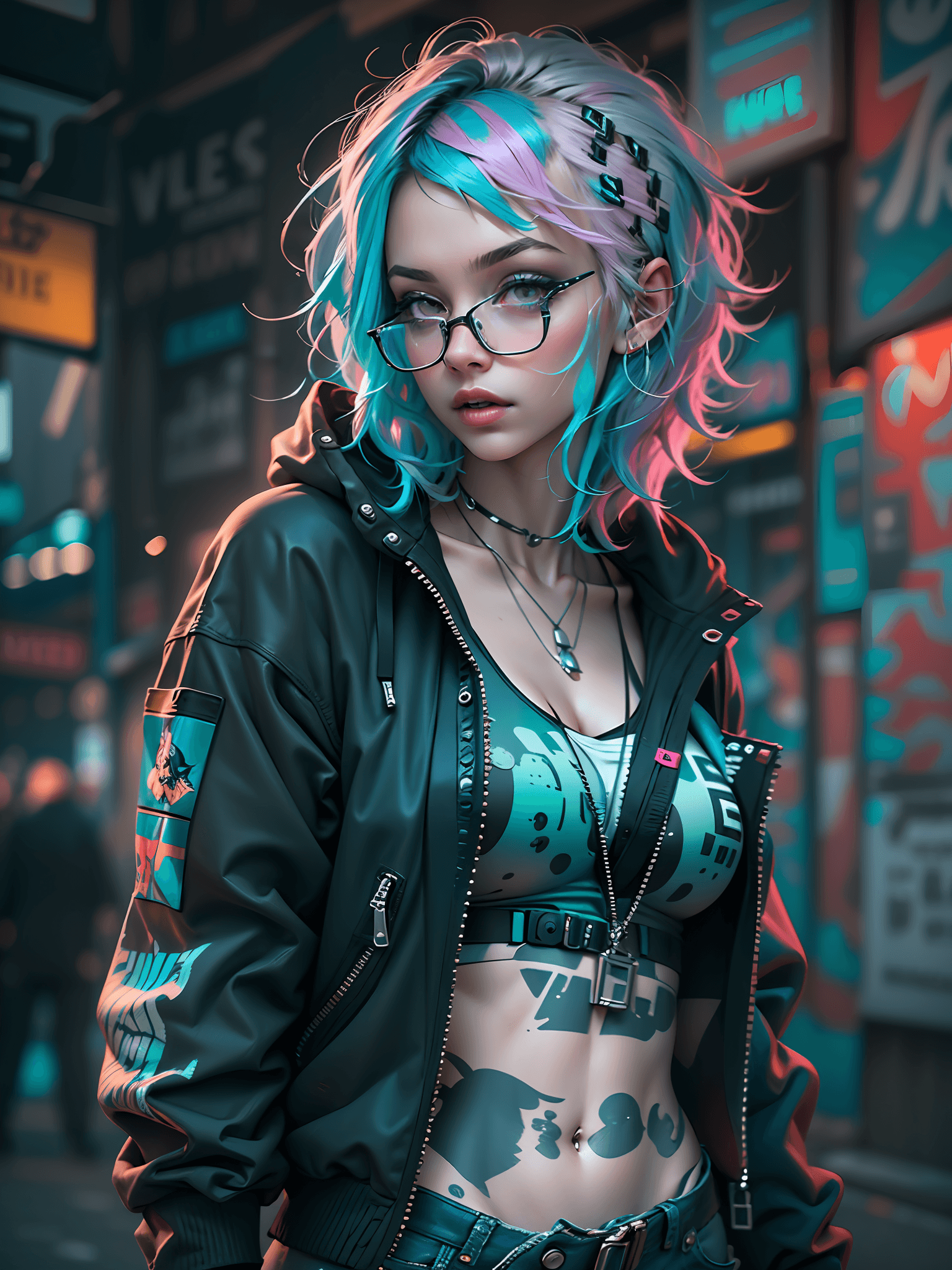 AI generated: ((Best Quality)), ((Masterpiece)), ((Realistic)) and ultra-detailed photography of a 1nerdy girl wit...
