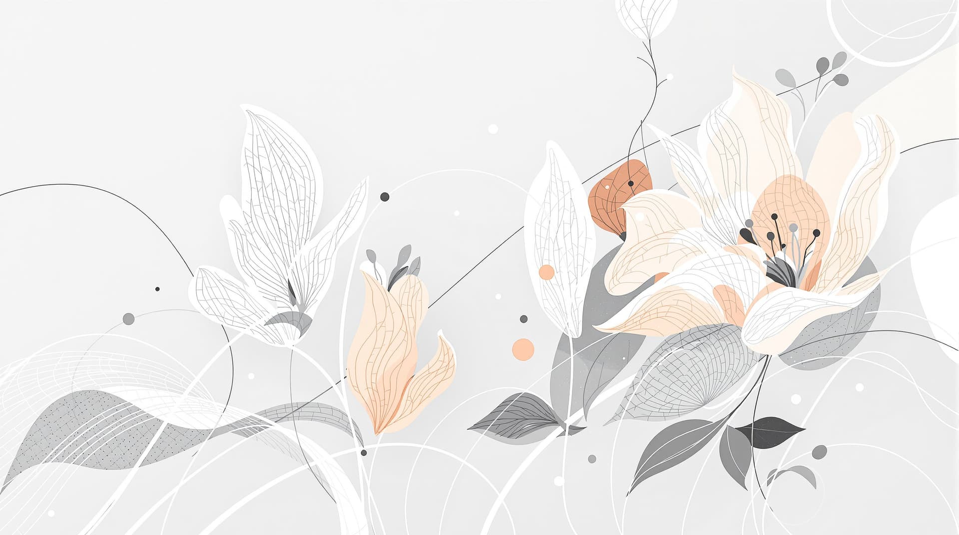 AI generated:  Image is a digital artwork featuring a stylized, monochromatic floral design. The composition is ce...