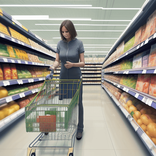 AI generated: Draw a 
NEURON shopping in a supermarket
