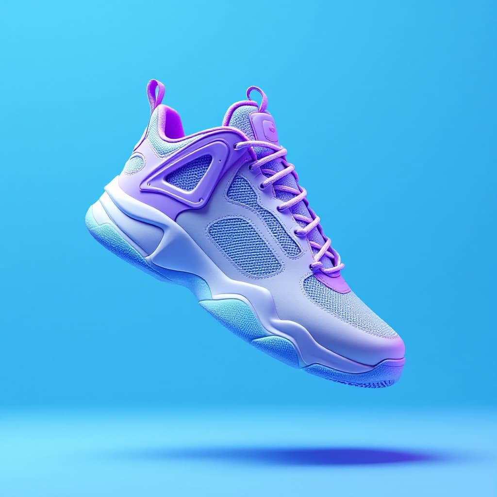 AI generated: mocap shoes, hyperrealistic, in air,
no effects
purple, white, aquamarine
in profile, minimalist, au...