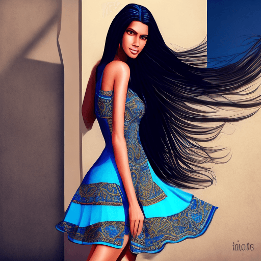 AI generated: woman, latina, full body shoot, ultra realistic, tall, very long hair, straight hair, black hair, bl...