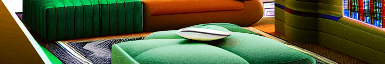 AI generated: sunken living room conversation pit 70s, retrofuturism interior design, imaginary 3d dreamy 8k blend...