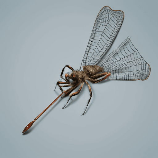 AI generated: 
Funny Spider hunting fly wit rod in his net illustration