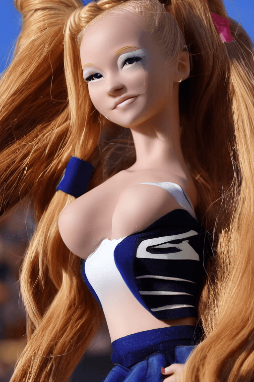 AI generated: beautiful blonde girl wearing ponytail wearing cheerleader outfit standing on football field best qu...