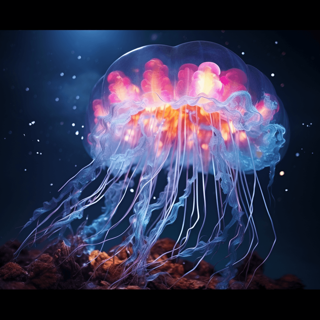 AI generated: fireworks making Jelly Fish, hd, ultra detailed, realistic, masterpiece