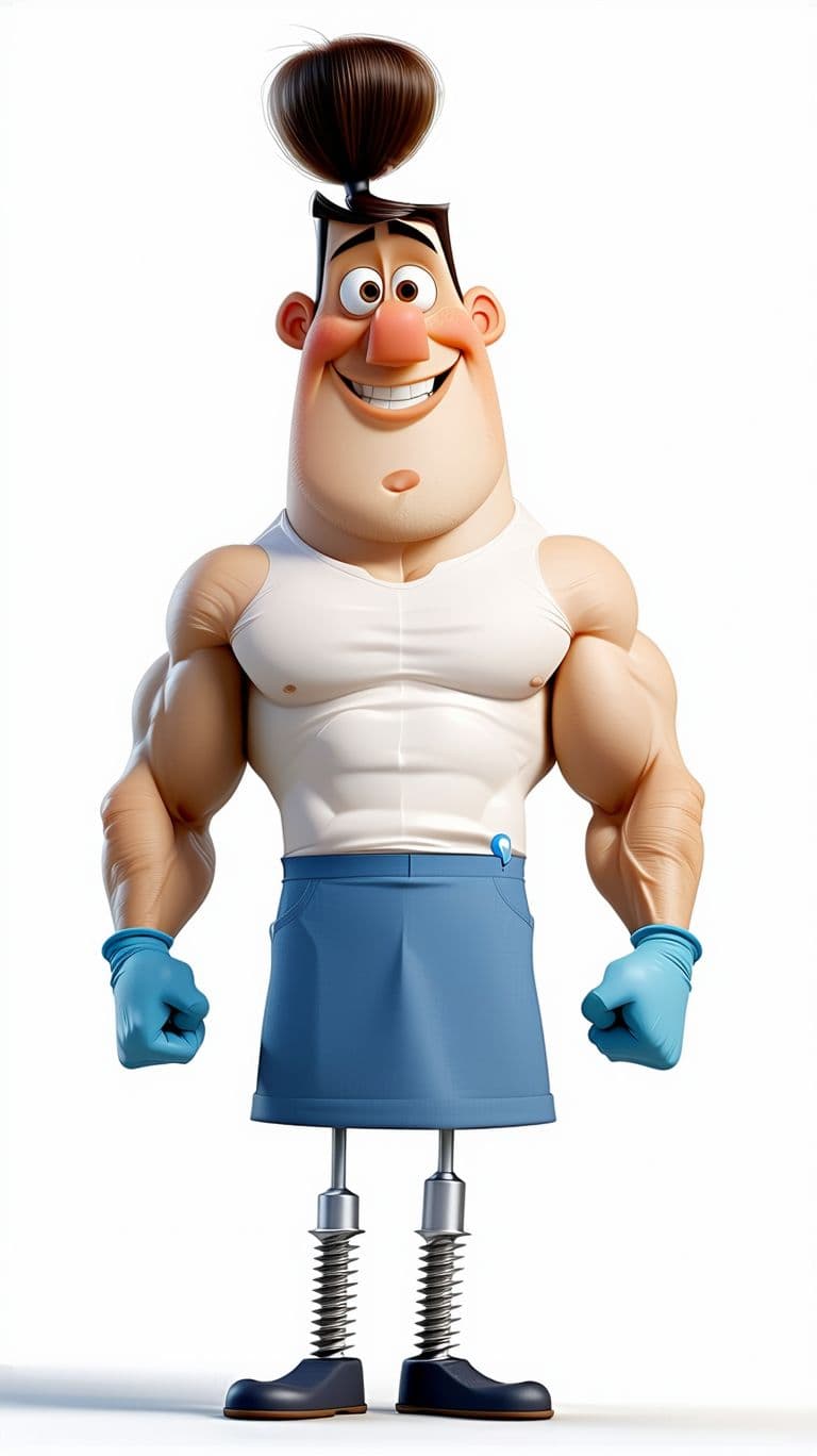 AI generated: Pixar style character design, cartoon screwdriver character has humanoid body half dressed in clothe...