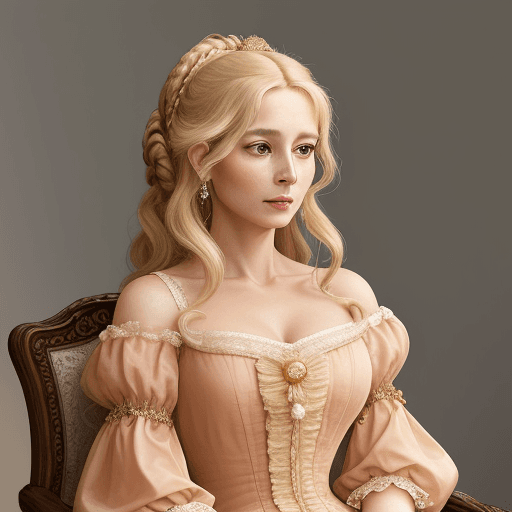 AI generated: "A graceful young withe latin  of 40 years old woman with long, wavy mid blond hair styled in an ele...