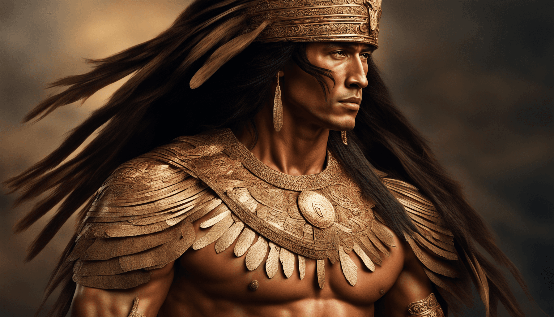 AI generated: hyper realistic photography, Sillustani background, muscular man, Inca race, Andean face, eagle nose...