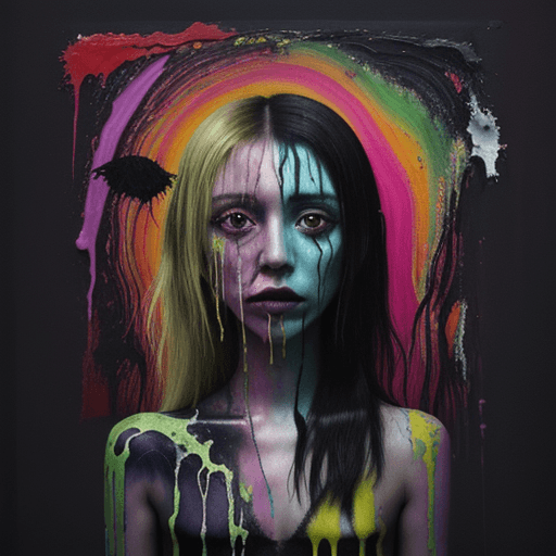 AI generated: Surrealistic painting of acid trip in the mind of schizophrenic patient. In the style of abstract ex...