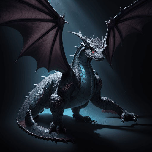 AI generated: Monstrous Dragon, its scales are imbued with a dark color, The skin between the scales emits a subtl...
