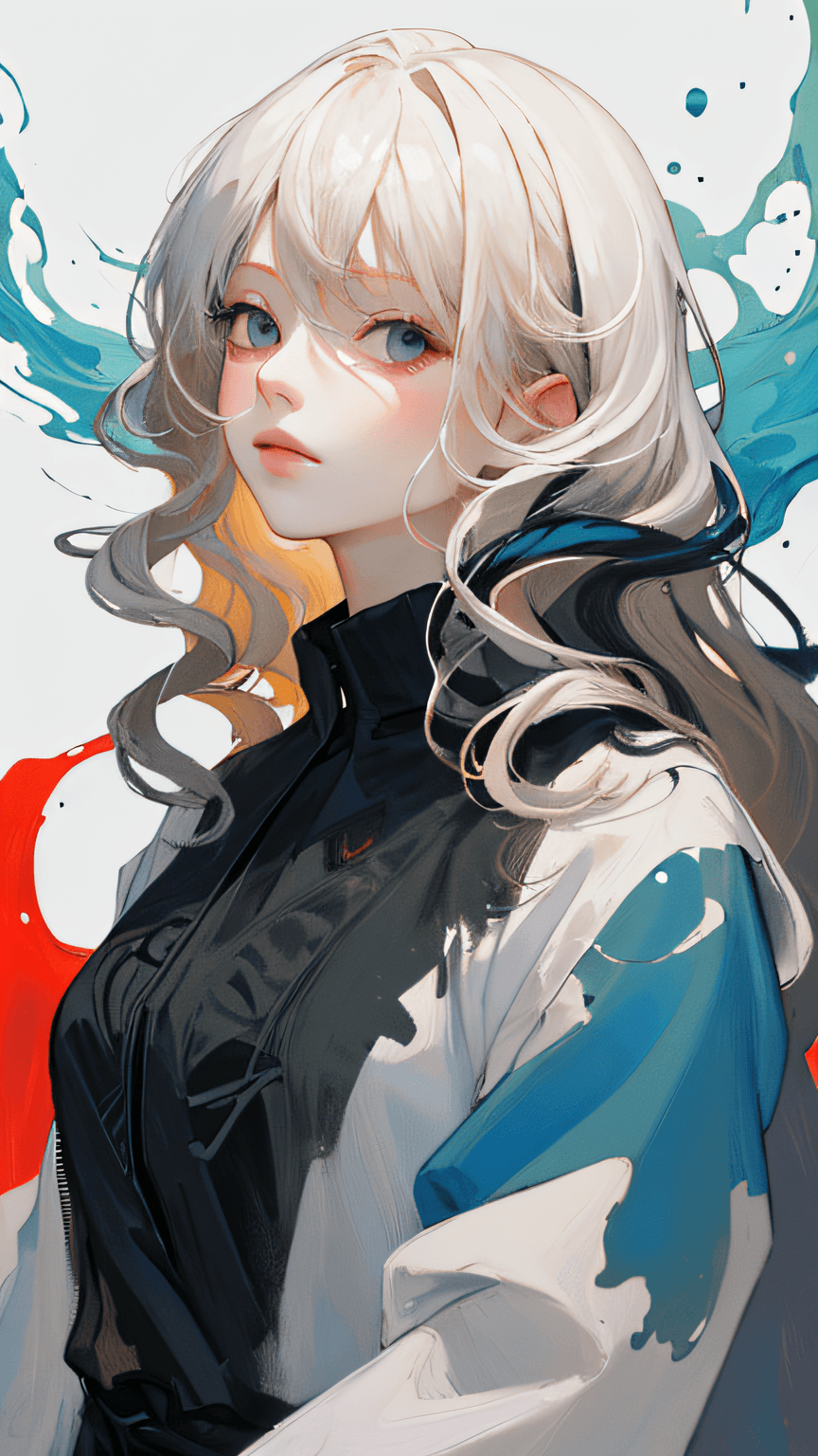 AI generated: (masterpiece, best quality:1.4), looking at viewer, (wavy hair:0.8), long hair, {black hair|white ha...