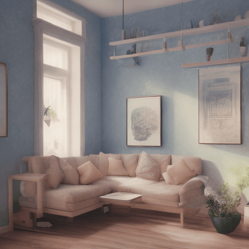AI generated: High resolution photography interior design, dreamy sunken living room conversation pit, wooden floo...