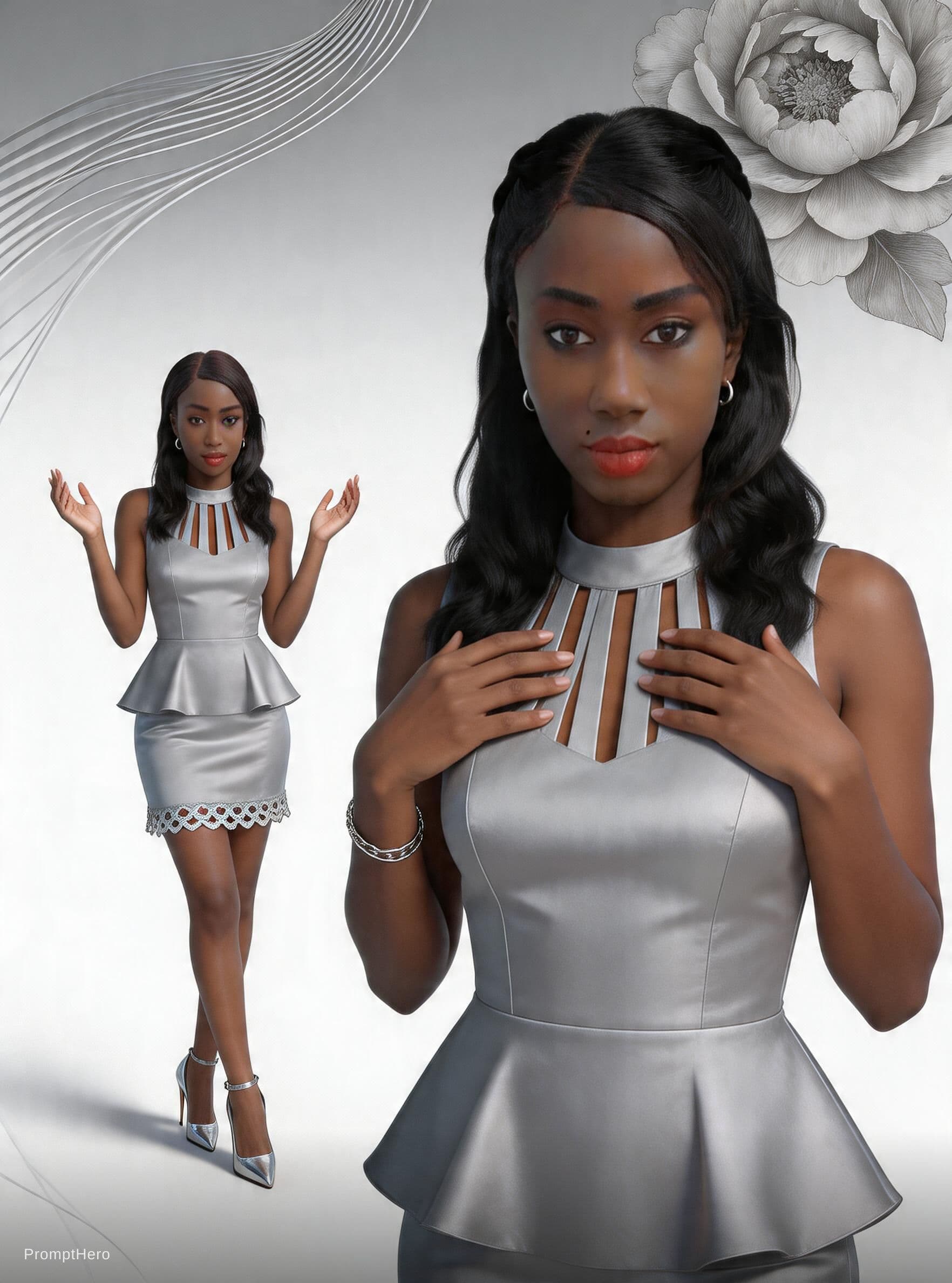 AI generated: Without changing the face and color feature. keep exactly the same Create Vertical picture flyer des...