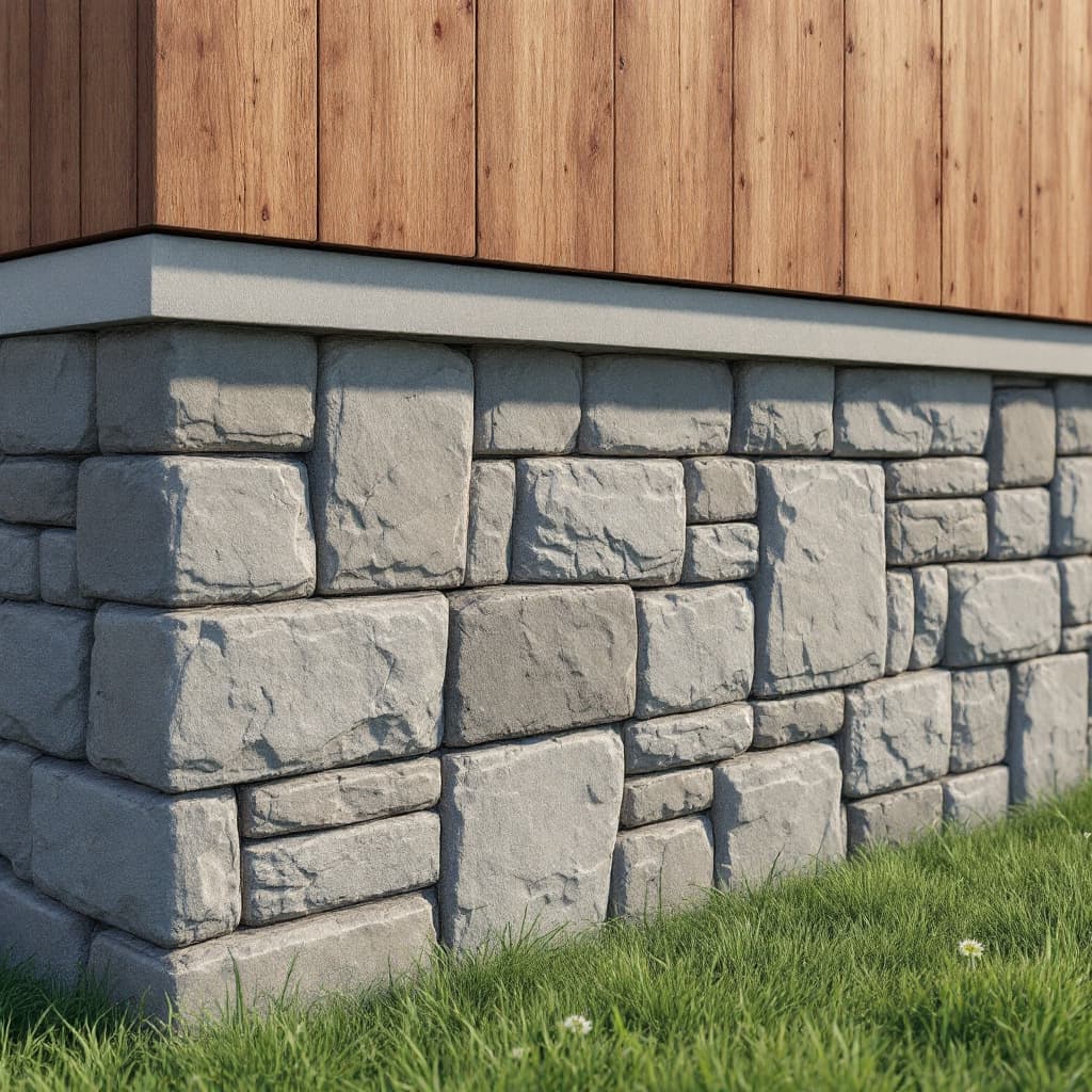 AI generated: a realistic image of stone slate block  with a nice finishing on a foundation of a house