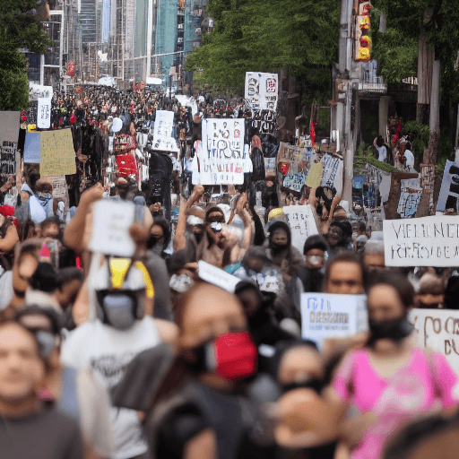 AI generated: Protesters on street 
