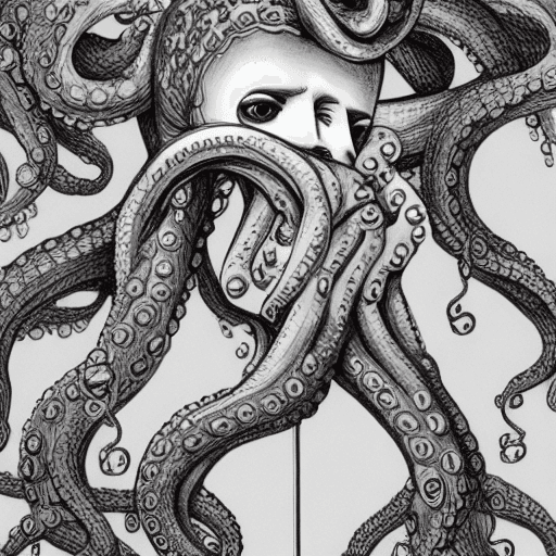 AI generated: I want a human octopus holding a lock in its arms