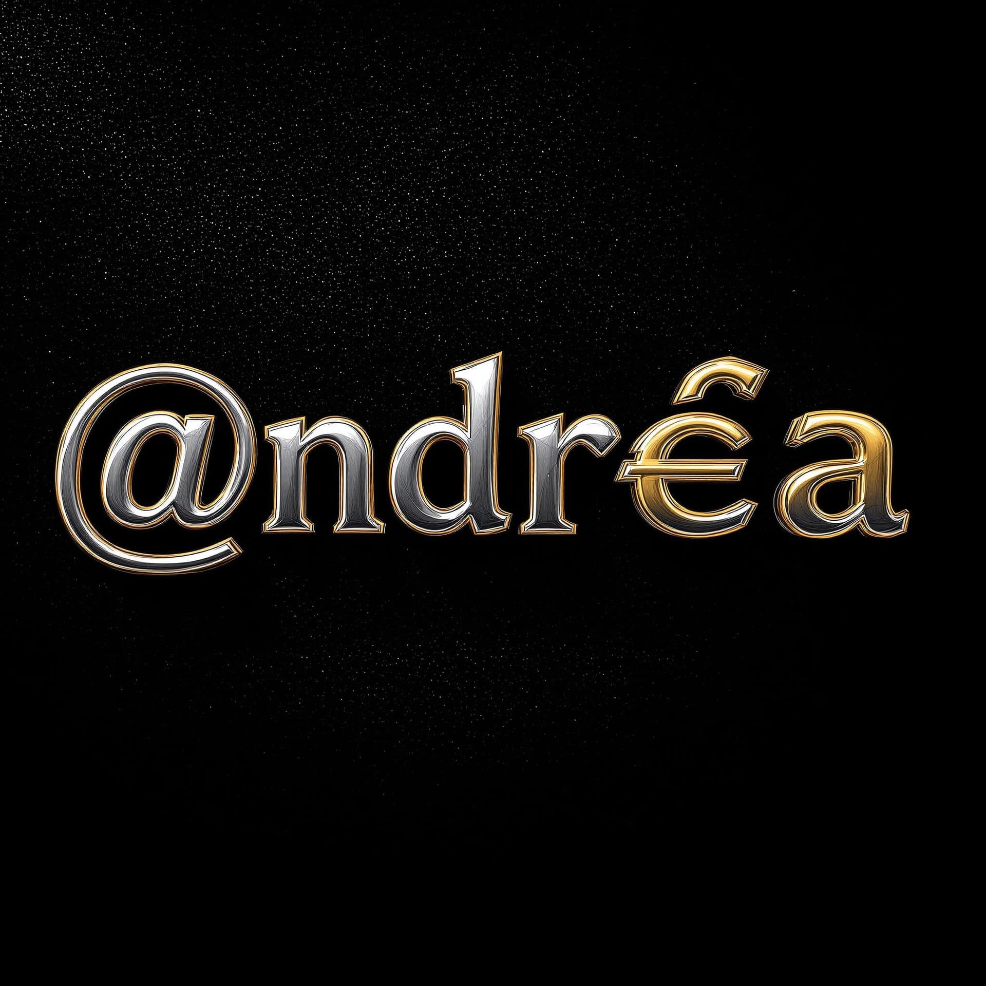 AI generated: draw the silver characters "@ndr€@" to a black shiny background, followed by a golden "$" sign and u...