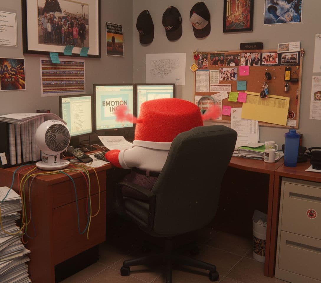 AI generated: CREATE AN ENTIRELY NEW UNIQUE ANIMATED SCENE FOR A NEW PIXAR MOVIE WITH INSPIRATION FROM BOTH IMAGES...