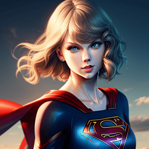 AI generated: Taylor Swift as Supergirl, realistic faces
