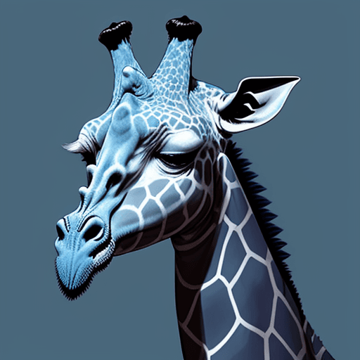 AI generated: An evil blue Giraffe