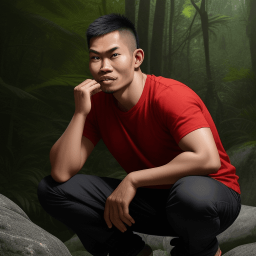 AI generated: an Indonesian guy, opened his mouth as wide as possible, until his teeth were visible, the guy put o...