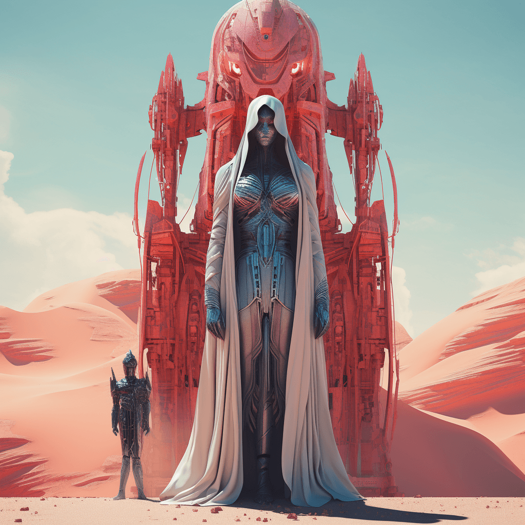 AI generated: famous statues in futuristic enviroment, art style