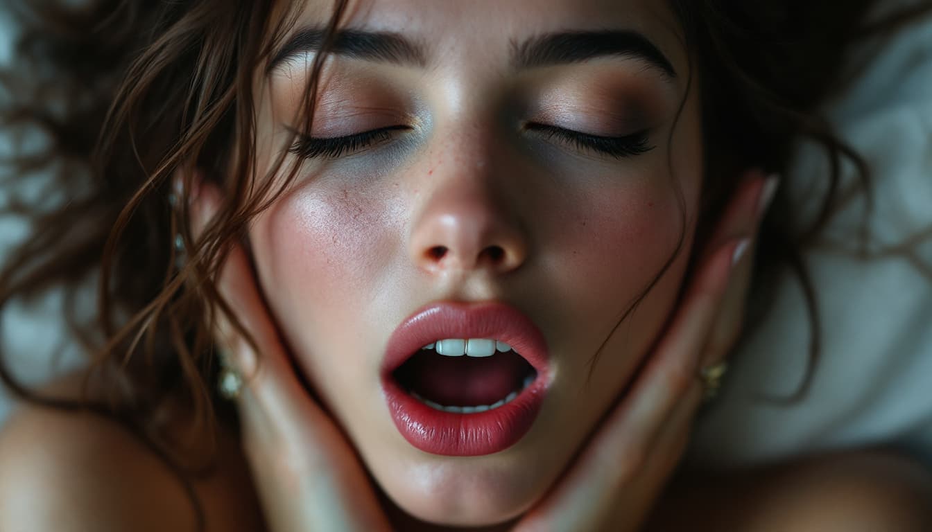 AI generated: Hyper-realistic erotic photography, extreme close-up of the face and upper body only.
Beautiful coll...