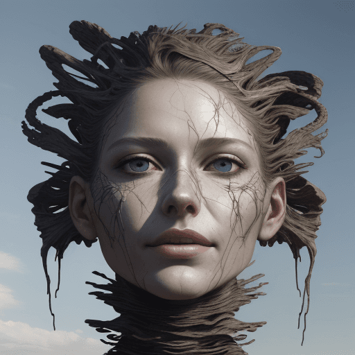 AI generated: Art sculpture on cliff, in realistic hyper-detailed portrait style, cryengine, detailed facial featu...