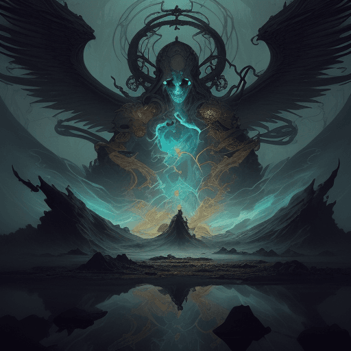 AI generated: A smoke ghost coming out of a lying dead, space of existence and absence, god of peace:: gods of wra...