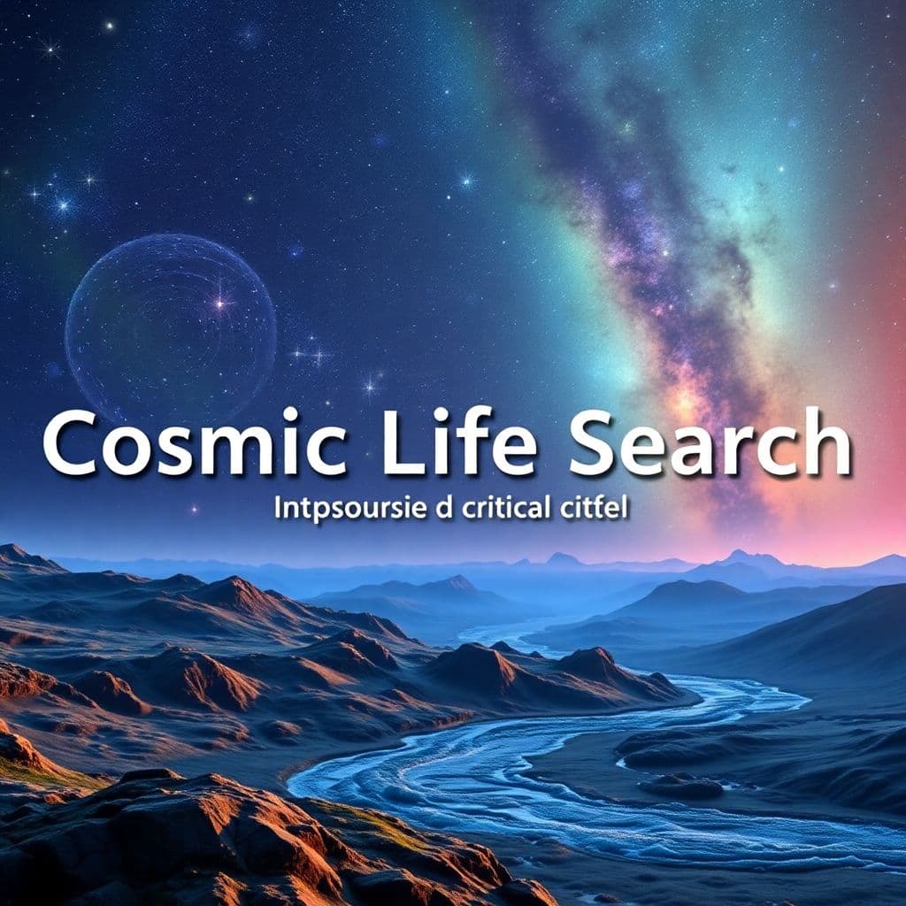 AI generated: a 3d ultra-high resolution image for a landscape site header, you MUST include the site name "Cosmic...