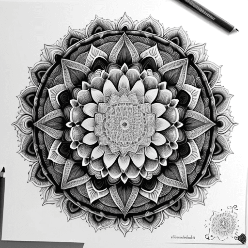 AI generated: Beautiful mandala, pencil art, very detailed
