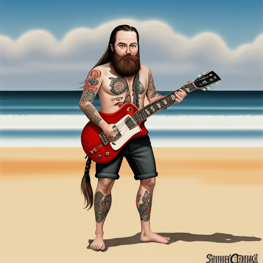 AI generated: Perfect digital painting of a caricature of a man entire body with long hair, short van dick beard a...