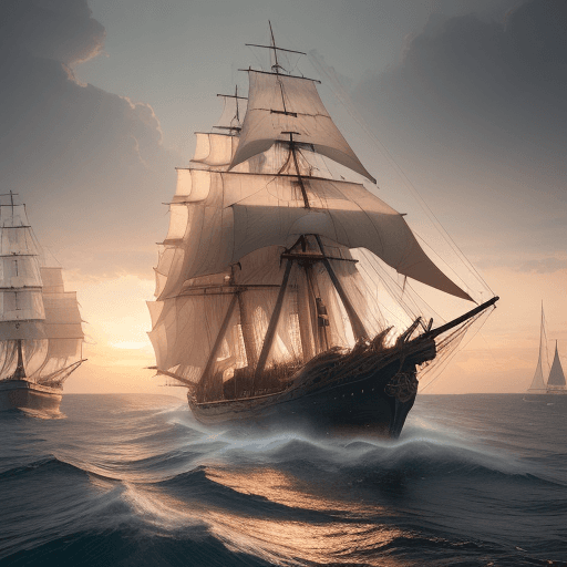 AI generated: Photo of a ultra realistic sailing ship, dramatic light, pale sunrise, cinematic lighting, battered,...