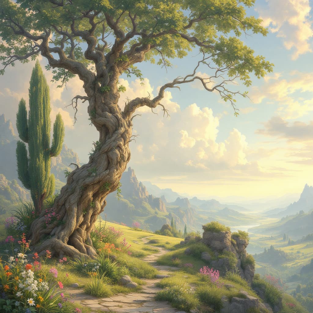 AI generated: Realistic landscape portrait of the garden of eden