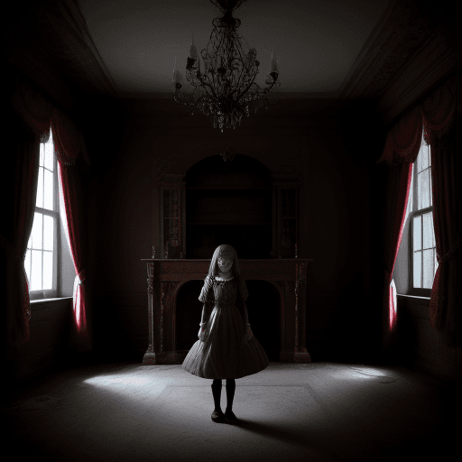 AI generated: a girl in a mansion haunted
