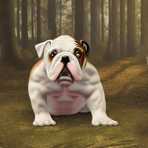 AI generated: hyperrealistc english bulldog in the woods::2