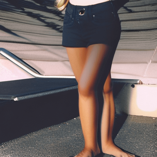 AI generated: beautiful swedish teen slut, full body image, medium blonde, thin croptop, minimal shorts, navelpier...