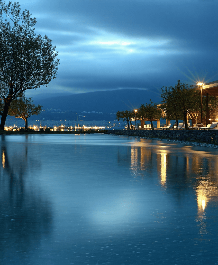 AI generated: Refine the blurry reflections on water, with no change in the component of the shot prompt .