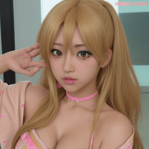 AI generated: Anime de chica Gyaru Dramática Himekaji Bronceada Rubia 